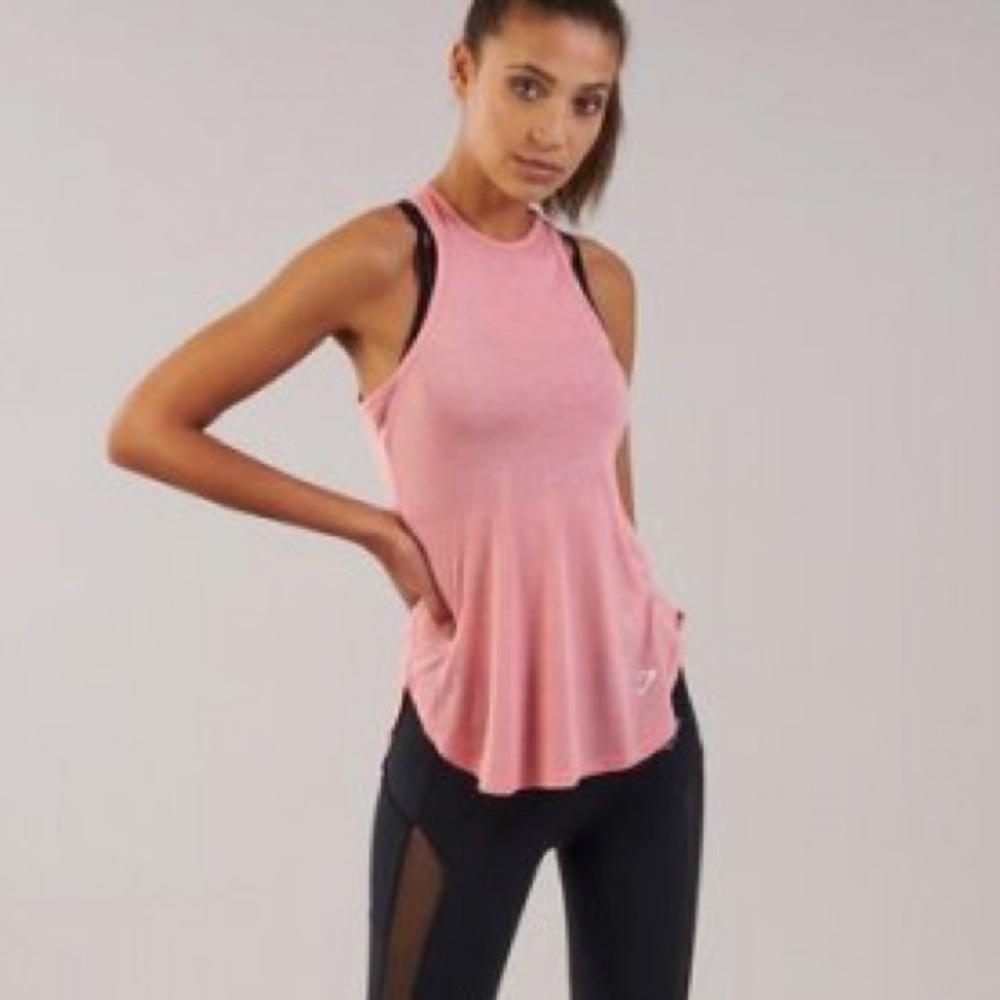 Pink gym shark tanktop